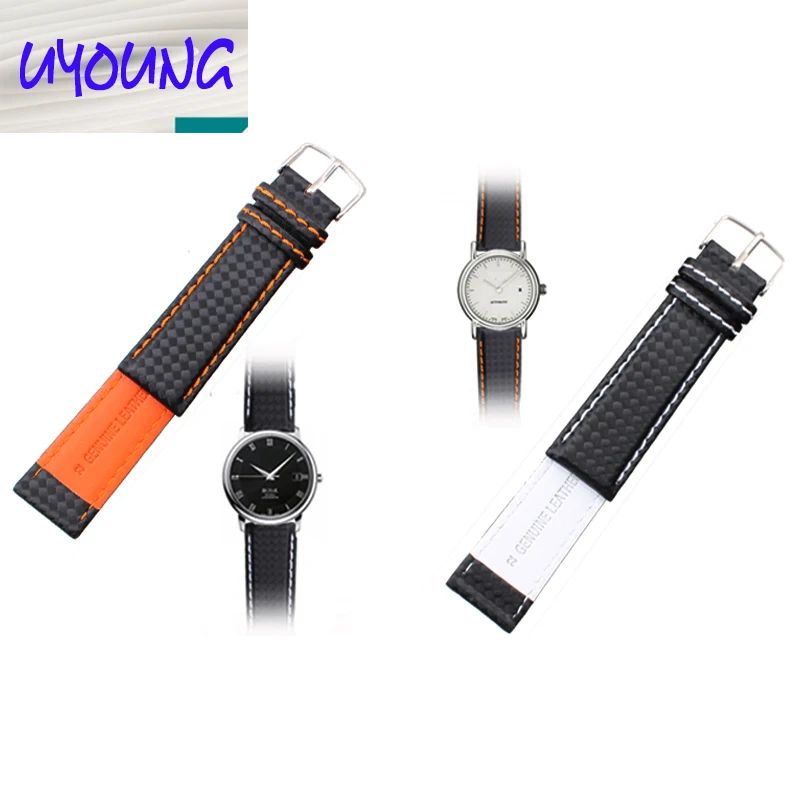 universal fit  18mm 20mm 22mm 24mm  Carbon Fiber Leather Watch Band sport watch strap for man and woman drop shipping best gift