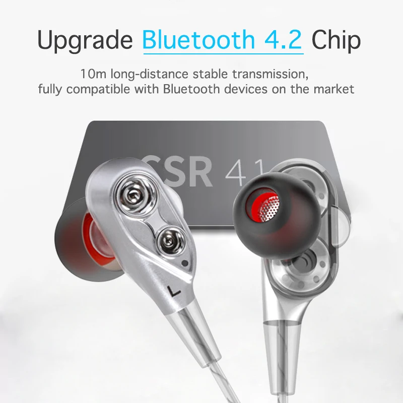 Bluetooth-наушники с двумя драйверами стереонаушники басами Спортивные Беспроводные