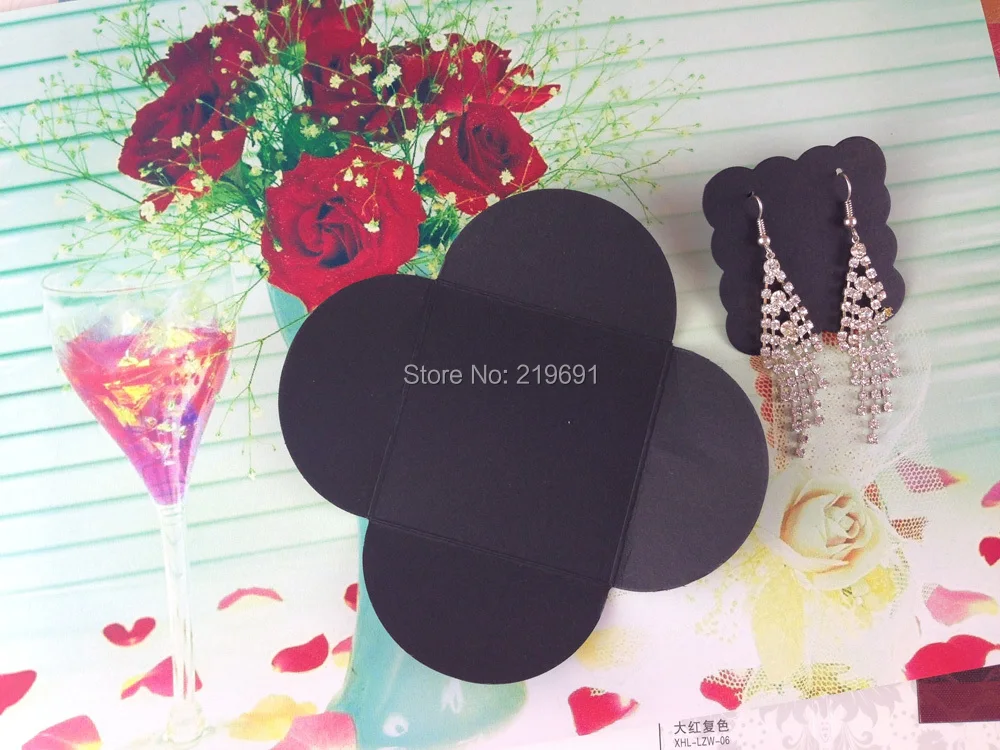 With Free Strings DIY Black And Kraft earring packing ard Earring card Cover & Earring Card Hand Made Earring packing