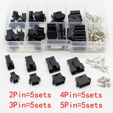 SM2.54 Kits 20 sets Kit in box 2p 3p 4p 5p 2.54mm Pitch Female and Male Header Connectors Adaptor