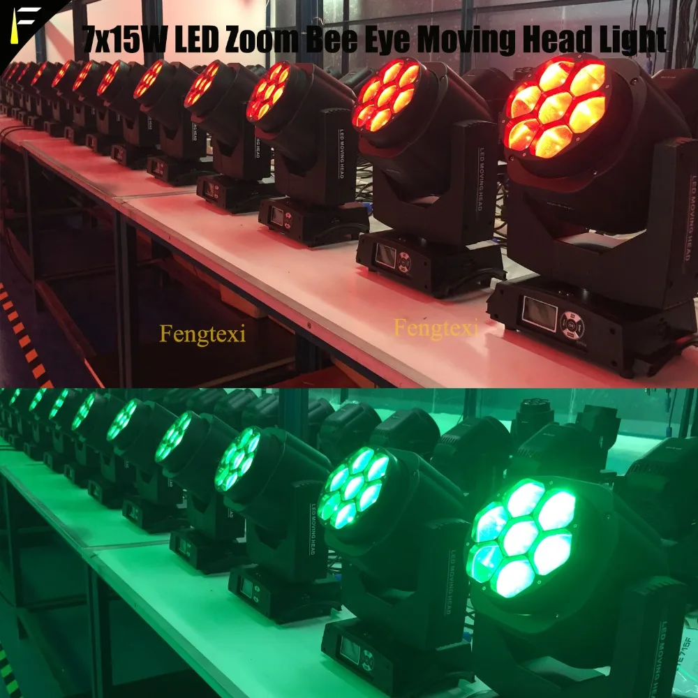 Led Zoom Bee Eye Moving Head Light 7x15 Вт RGBW 4в1 специальный сценический свет 4 60 градусов DMX512 Disco