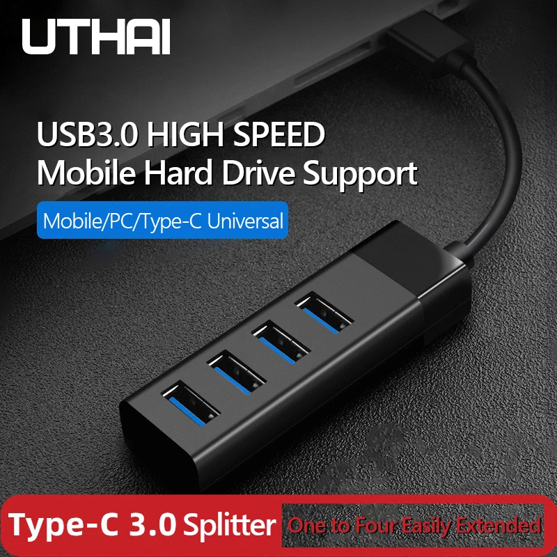 UTHAI J01 USB 3,0/type C адаптер интерфейса до 4 USB3.0 для Macbook Pro адаптер для huawei P20 аксессуары для компьютера жесткого диска