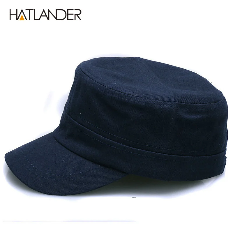 Фото [HATLANDER] новая модная простая хлопковая военная шапка унисекс, уличная однотонная шляпа от солнца, Регулируемая snapback gorra, пустой плоский Топ, а... №2
