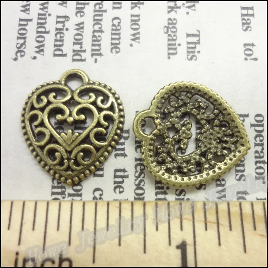 Оптовая продажа 100 шт винтажные Подвески Сердце Любовь Кулон Античная бронза