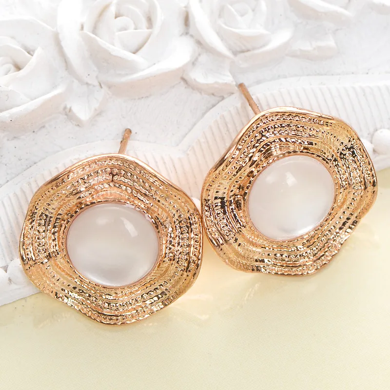 Новые модные корейские ювелирные изделия золотистый гравированный узор цветок