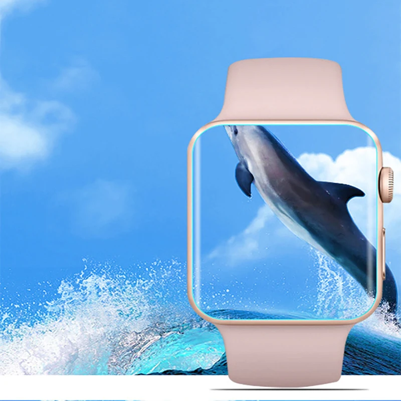 Полностью проклеенная закаленная пленка для Apple Watch 42 мм 40 мм 44 мм мягкая защитная пленка для экрана 38 40 42 44 мм 38 мм 42 мм(не стекло