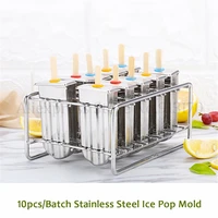stainless steel frozen ice cream pop popsicle maker diy mold brand new 10pcsbatch free shipping