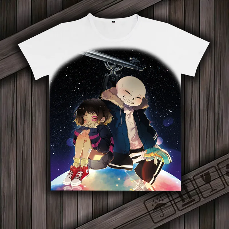 Футболка унисекс с рисунком скелета из игры Undertale Sans And Papyrus белая