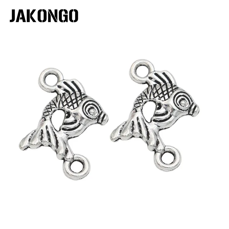 JAKONGO Античная Посеребренная рыба соединители Шарм кулон ювелирных изделий