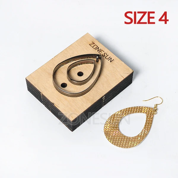 Size 4 ZONESUN кожаные серьги режущие формы в форме капель бумажный художественный инструмент для украшения кожи для высечки машина для рукоделия резак - Цвет: Size 4