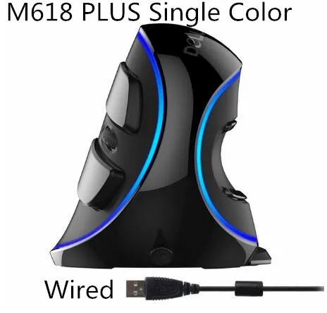 M618 Single color Delux M618 PLUS RGB вертикальная мышь игровая Проводная эргономичная мышь беспроводная 6 кнопок 4000 dpi оптическая правая рука для ПК ноутбука - Цвет: M618 Single color