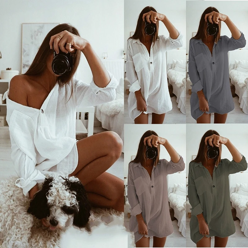Женская рубашка платье модные весенние платья с длинными рукавами для женщин