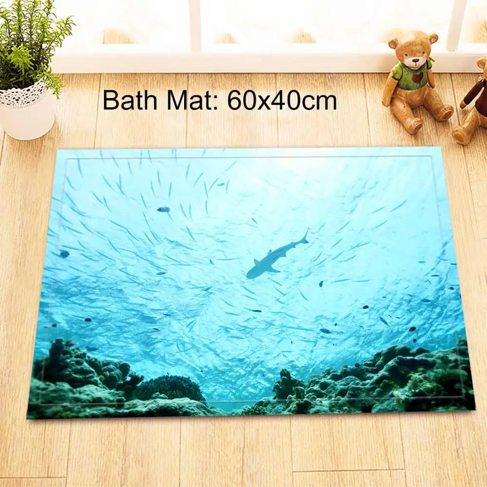 Only Mat LB 72 ''синяя морская рыба 3d Водонепроницаемая занавеска для душа s лайнер с коврик для ванной набор занавеска для ванной из полиэфира ткань для ванной Декор - Цвет: Only Mat