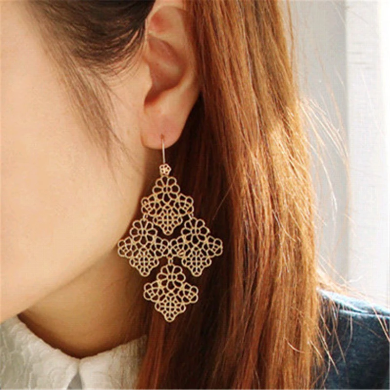 Женские серьги подвески RONGQING 1 пара в богемном стиле|leaf dangle earrings|dangling earrings for
