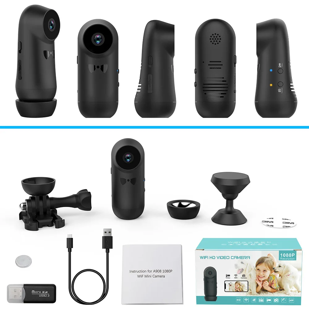 Мини Камера Wi Fi P2P IP Ночное видение камера видеонаблюдения с разрешением Full HD 1080 P