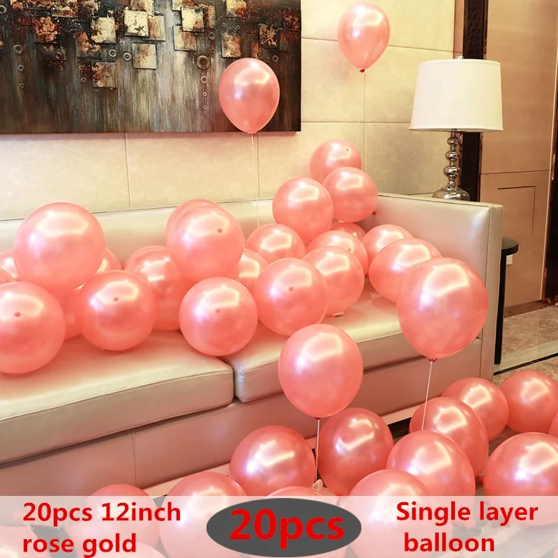 rose gold 20 шт 12 дюймов двойные жемчужные Порошковые шары 10 дюймов розовый свадебный декоративный шар металлические латексные шары для вечеринок на день рождения - Цвет: rose gold