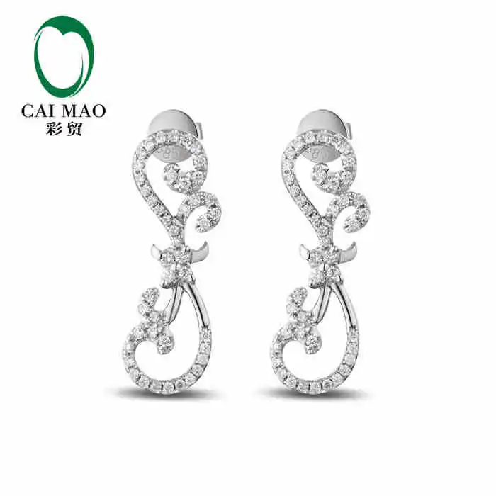 CaiMao натуральный 0.57ct полная огранка АЛМАЗ 14k белое золото драгоценный камень
