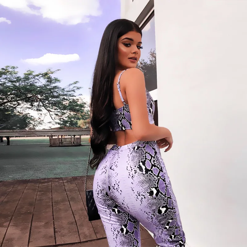 Пикантные для женщин без рукавов спортивный костюм Bodycon Crop Top+ мотобрюки брюки для девочек Комбинезон