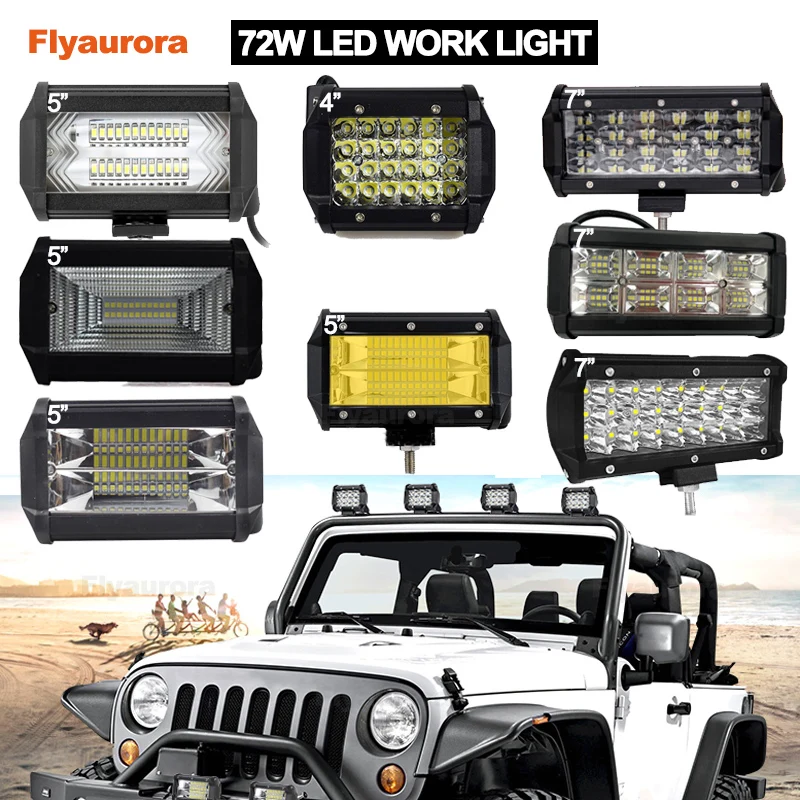 

Светодиодный светильник-бар 4 "5" 7 дюймов 72 Вт светодиодный рабочий светильник-бар комбо внедорожный 4x4 противотуманный светильник для вожде...