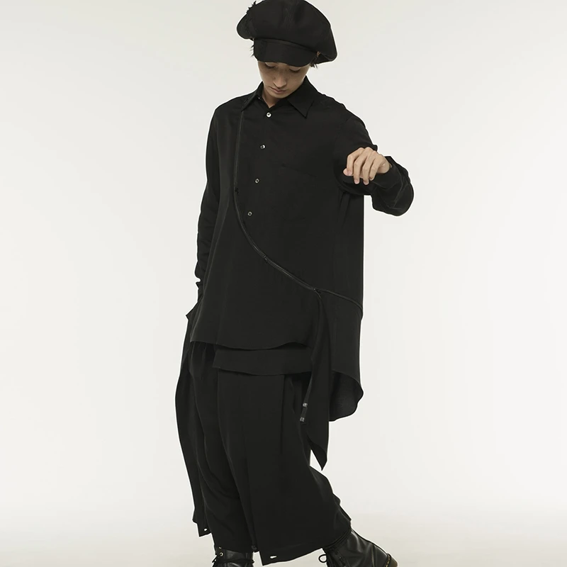 

S-6XL!!Homemade style men's shirt with loose double zipper stitching.