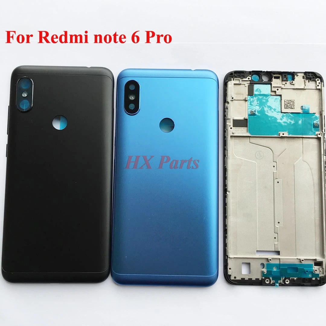 Для Xiaomi Redmi Note 6 Pro полный корпус ЖК передняя рамка + крышка аккумулятора объектив