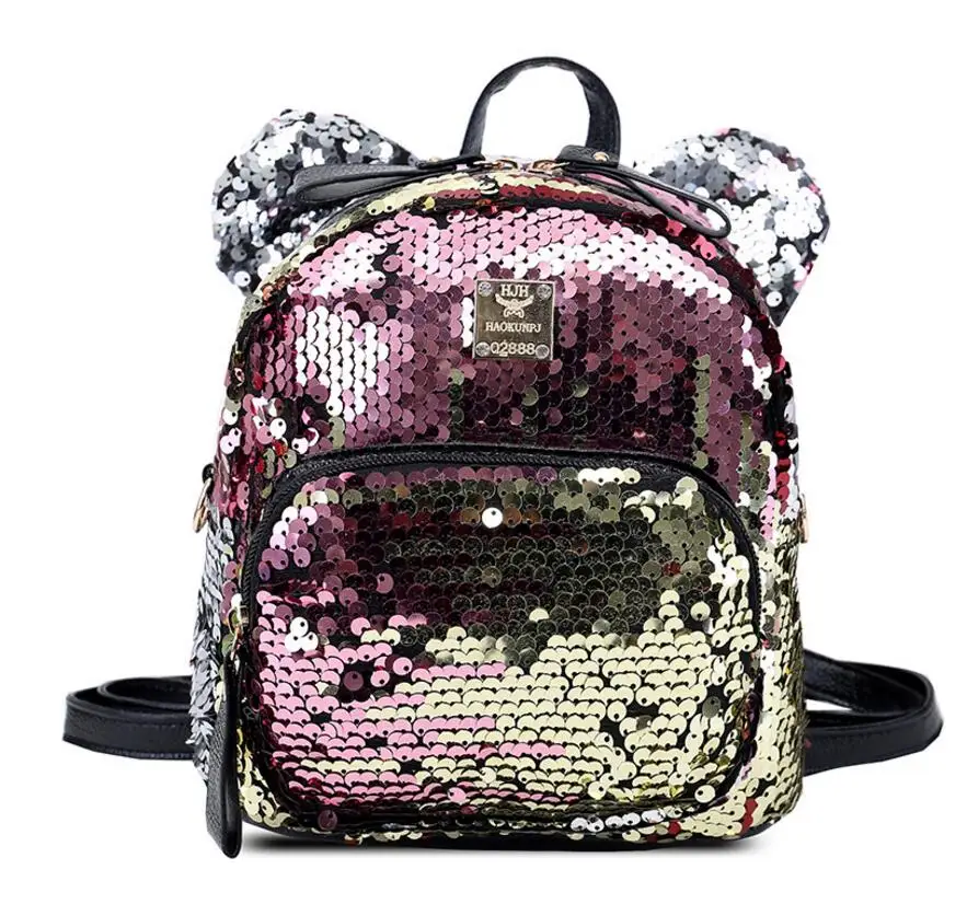Shinning Bling Sequins Cute Big Rabbit Ears Backpack for Teenager Girls mochila Shoulder bag Women Mini Travel cute Bag escolar | Багаж и