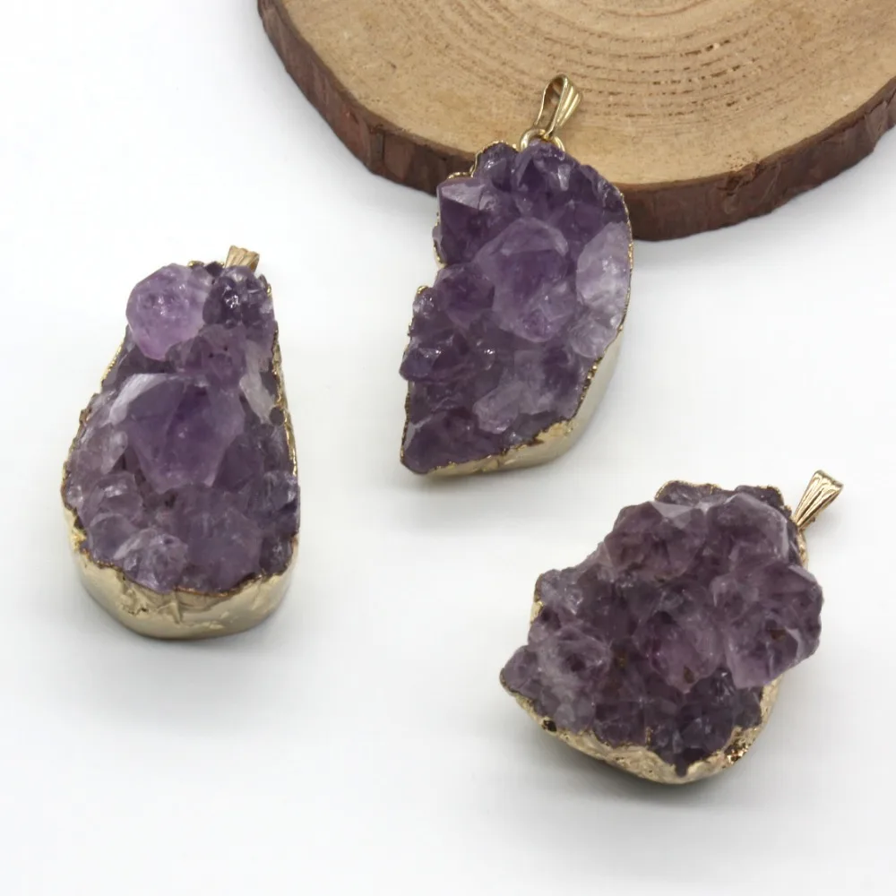 

100-Unique 1 Pcs Irregular Shape Natural Purple Amethysts Pendant Fashion Jewelry For Necklace