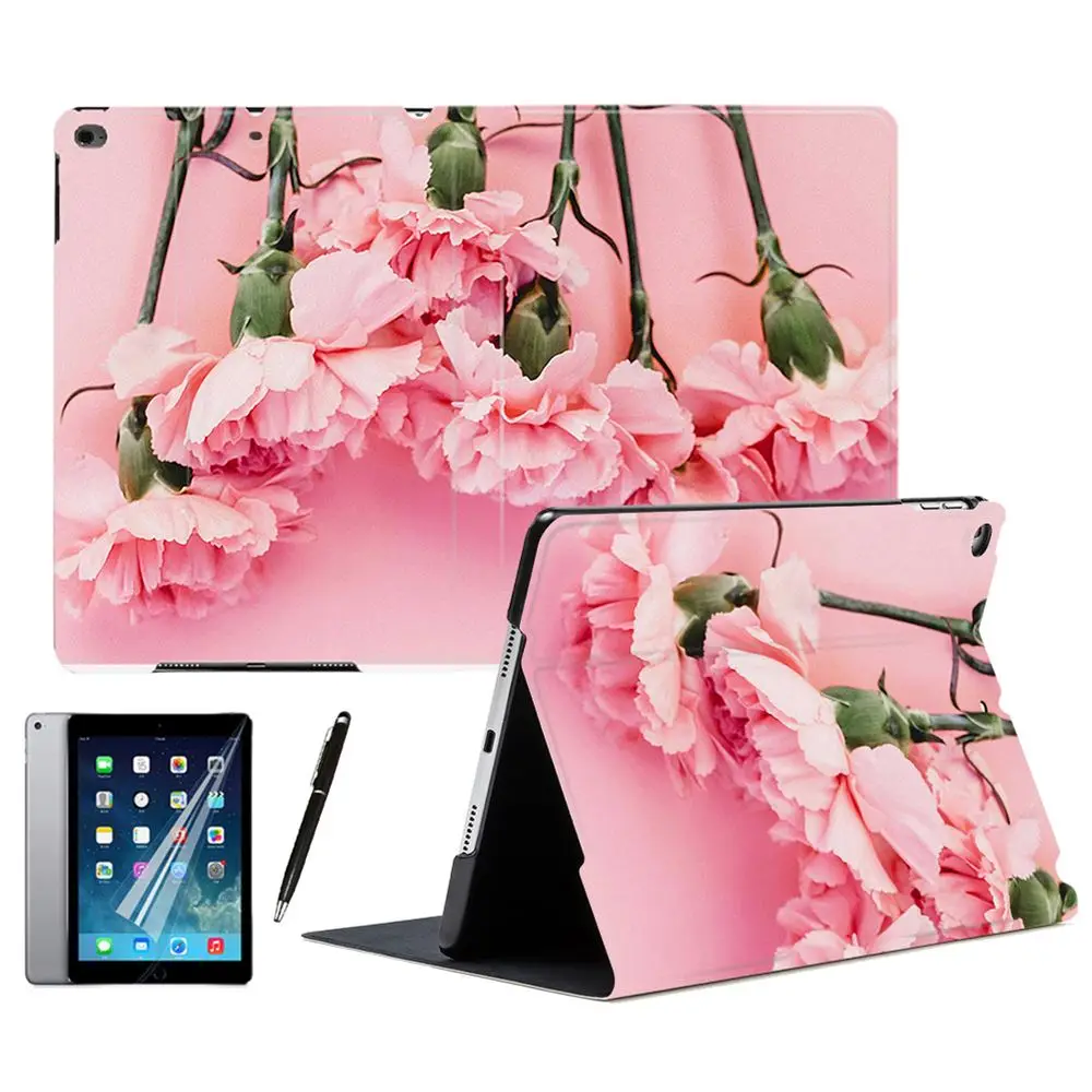 Для iPad Air 2 3 9," 56 7th 10,2" 10," PRO Mini 45 красивый розовый цветок гвоздика из искусственной кожи смарт-чехол с подставкой