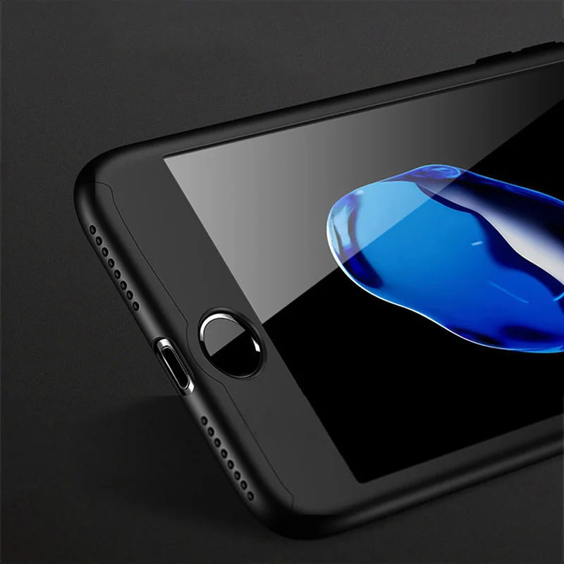 360 градусов полное покрытие чехол для телефона iPhone 7 8 Plus с чехлы закаленным