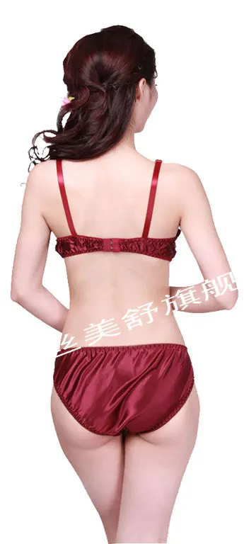 100% Шелковый сексуальный кружевной комплект с бюстгальтером шелковое нижнее