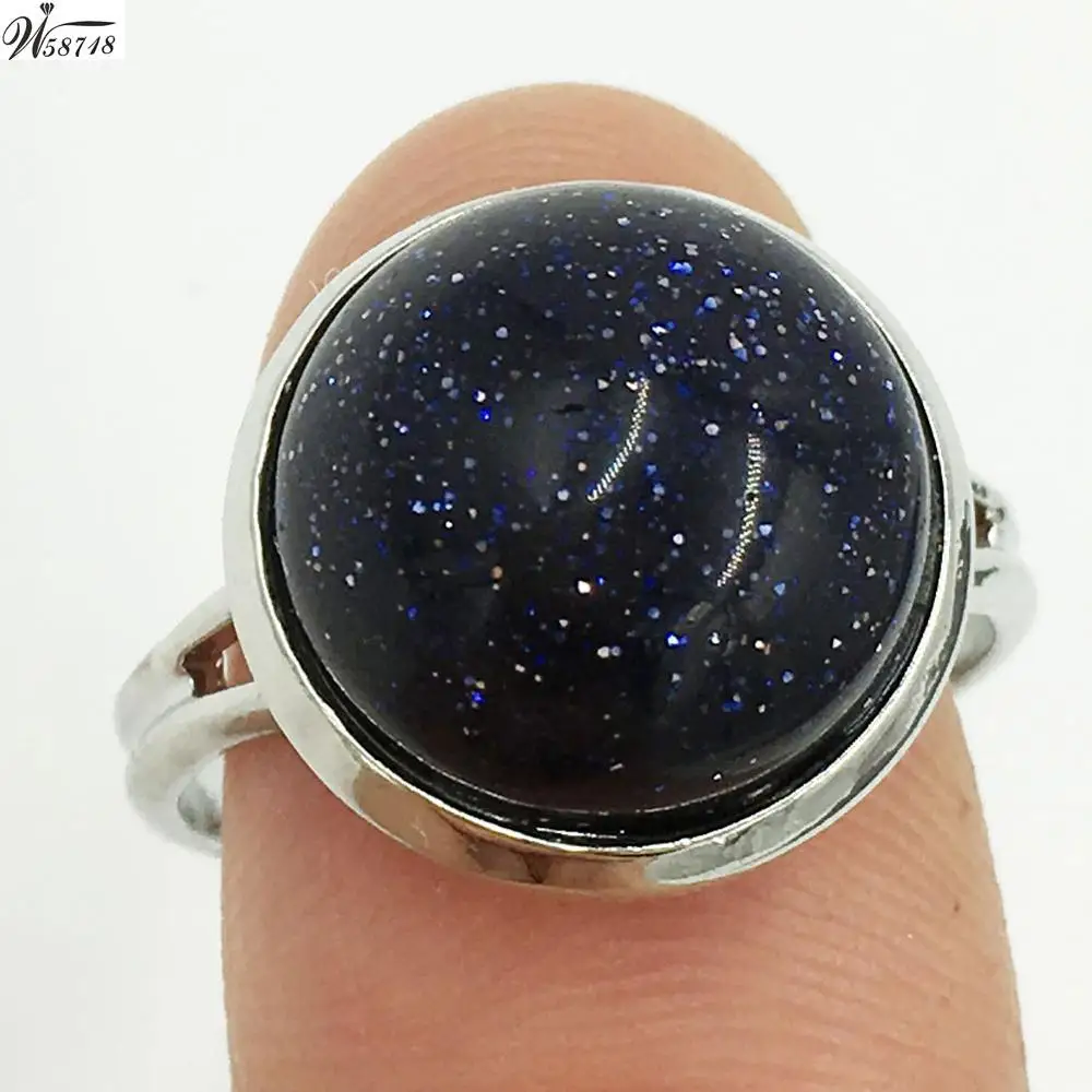 Blue Sand C7224 Кристальный лазурит тигровый глаз авантюрин Howlite Sodalite Goldstone Opal Jaspe синяя Песочная бусина кольцо 6,5~ 1" US Adjust WFH588 - Цвет основного камня: Blue Sand C7224