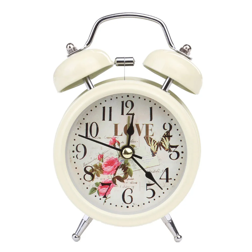 Household Retro Alarm Clock Round Number Double Bell Desk Table Digital Home Decor Creative Gift For Kids | Дом и сад