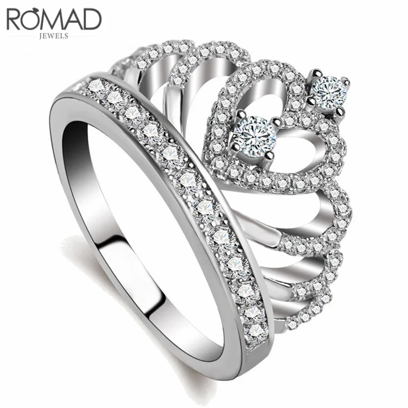 Женские кольца ROMAD Tiara из кубического циркония с полым сердечком и стразами
