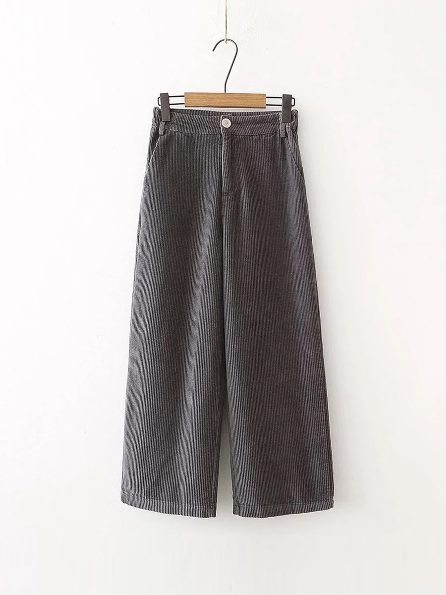 Вельветовые брюки для женщин с добавлением бархата утепленные свободные широкие