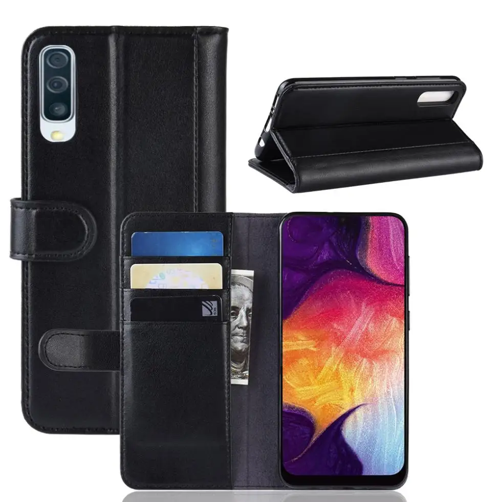 Для Samsung Galaxy A50 Чехол Премиум Бизнес Флип из натуральной кожи чехол бумажник