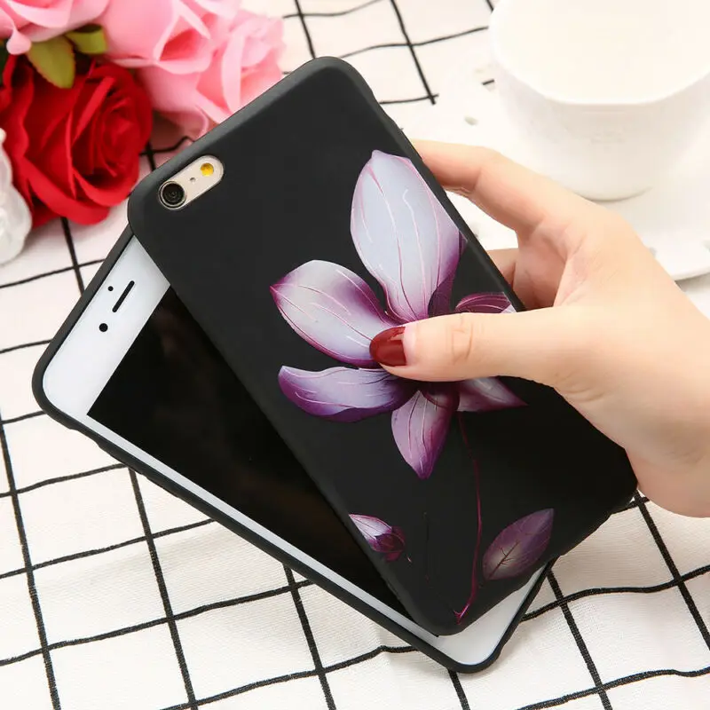Ультратонкий чехол с цветком лотоса для iPhone 7 8 Plus X XS 3D мультяшный силиконовый 6 S