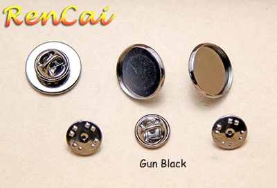 Gun Black 50 шт 12-25 мм Бабочка брошь с застежкой рамка лоток пустой стеклянный Кабошон рамка брошь-держатель галстука заготовки для значков для DIY аксессуары брошь - Цвет: Gun Black