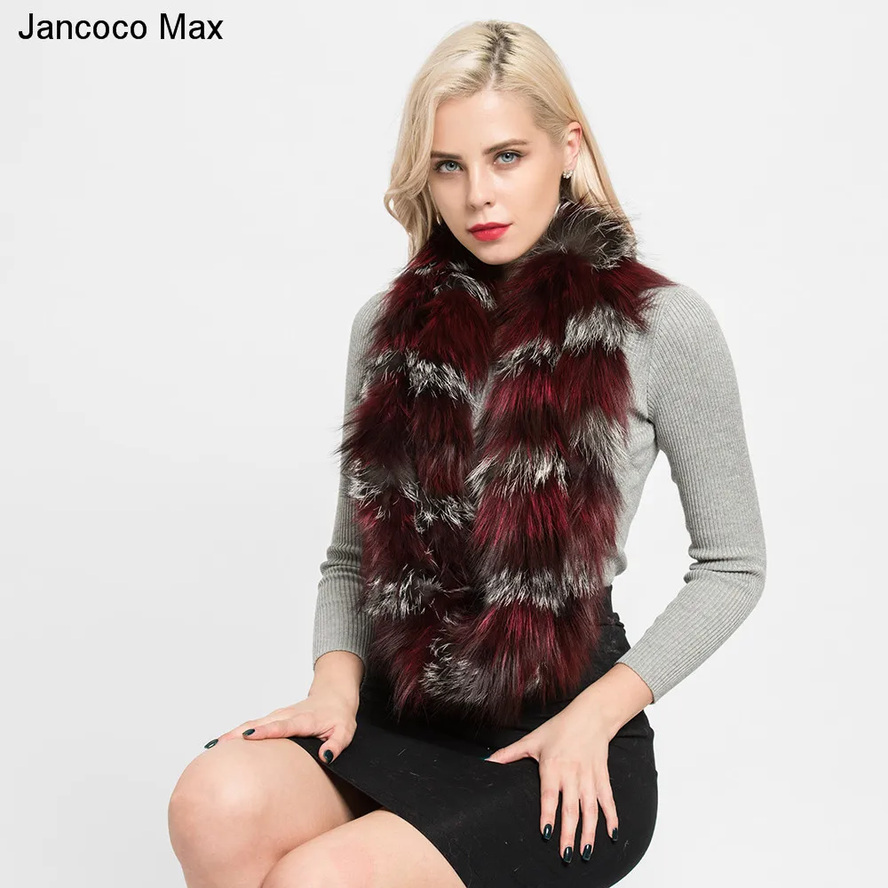 Jancoco Max реальный лисий мех шарф Стиль смешанные цветные шали зимние мягкие теплые глушители оптом/в розницу S7181