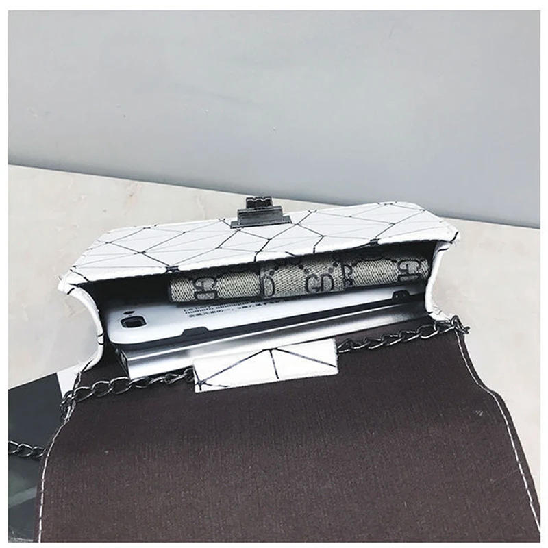 Женская однотонная Сумка-Кроссбоди в клетку с цепочкой геометрическим узором |