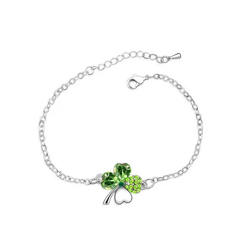 Браслет женский с австрийским кристаллом 4 листа|bracelet fashion|fashion braceletbangle jewelry |