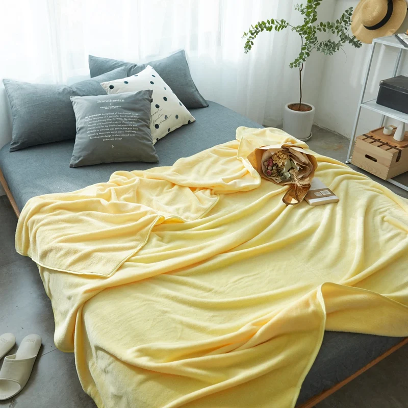 21 Yellow Flannel Blanket Throw Soft Print Winter Elegant Wrap Super Sleeping Bed 5 Size 1pcs 45 | Дом и сад