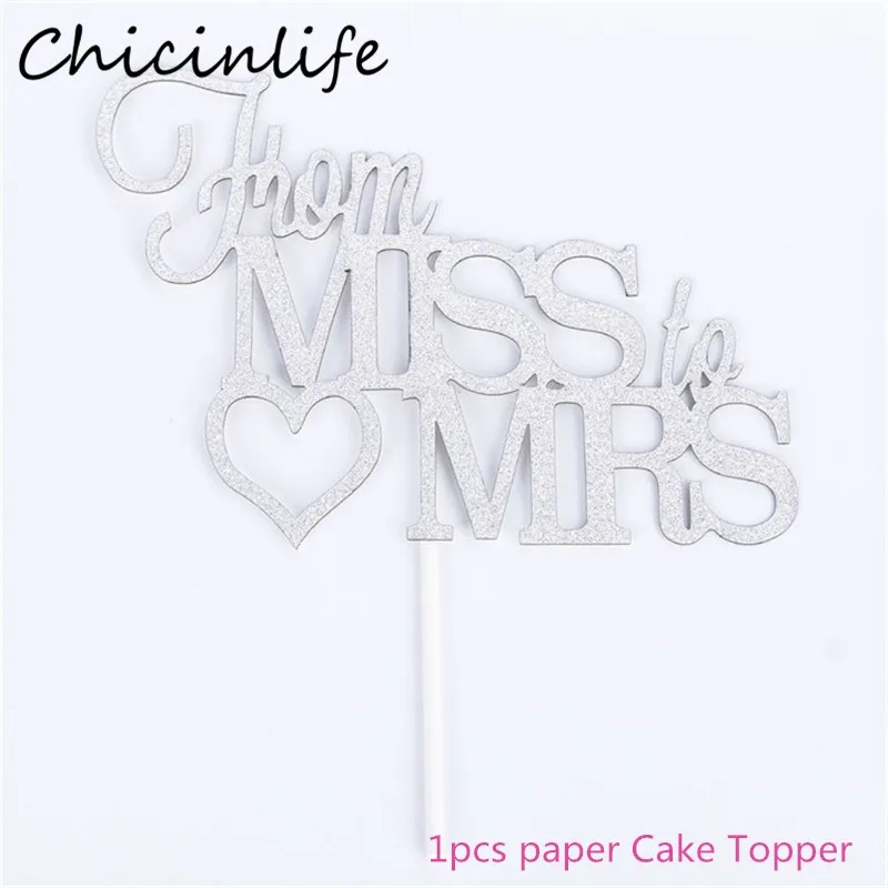 Chicinlife 1 шт. Золотой/Серебряный от мисс до миссис Топпер для торта девичника