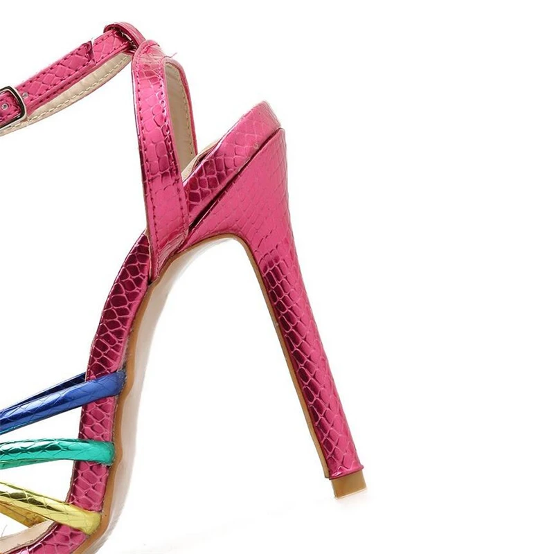 DiJiGirls Women Sandals Summer Colorful Fashion Heels Buckle Snake Pattern Sexy Sweetheart Woman Shoes Open Toe Stiletto | Обувь