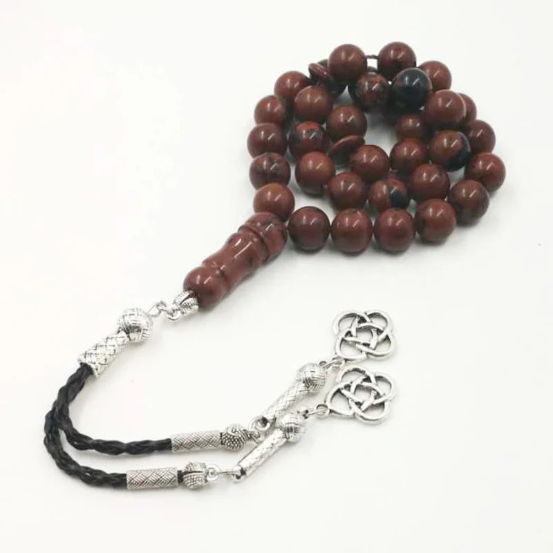 Натуральный Красный обсидиан Tasbih мужской четки Редкий Камень 33 мусульманская