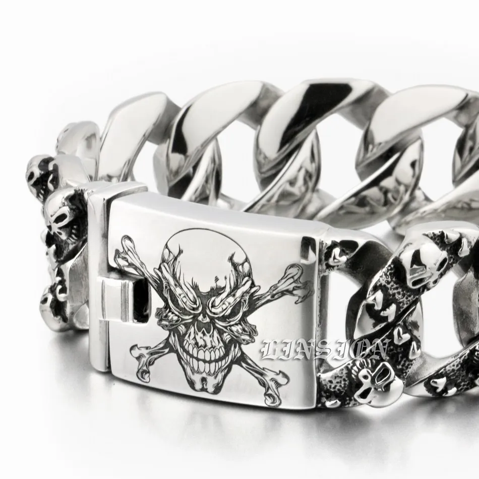 Огромный тяжелый глубокий лазерный гравированный пиратский череп 316L