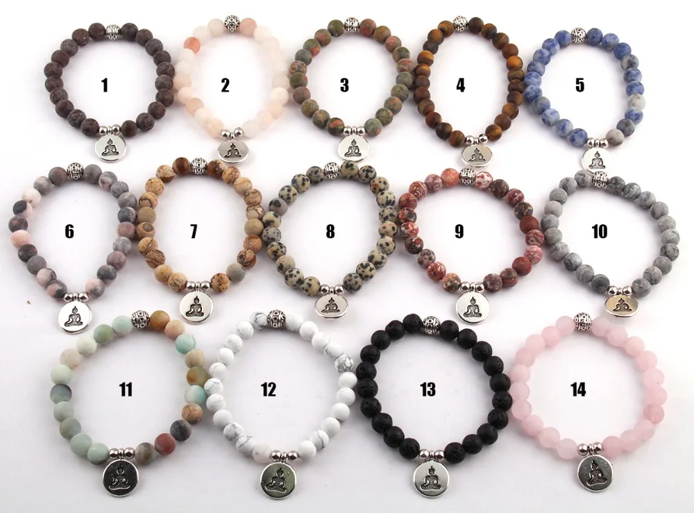 Бесплатная доставка модный красивый 8 мм натуральный камень запястье Mala браслет