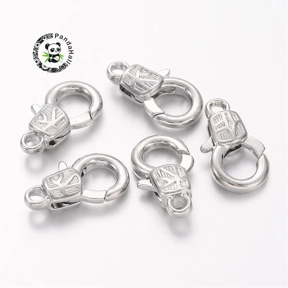 

lobster claw clasps, Metal color, alloy, nickel free, about 11mm wide, 17mm long, 4mm thick; hole: 2mm F60