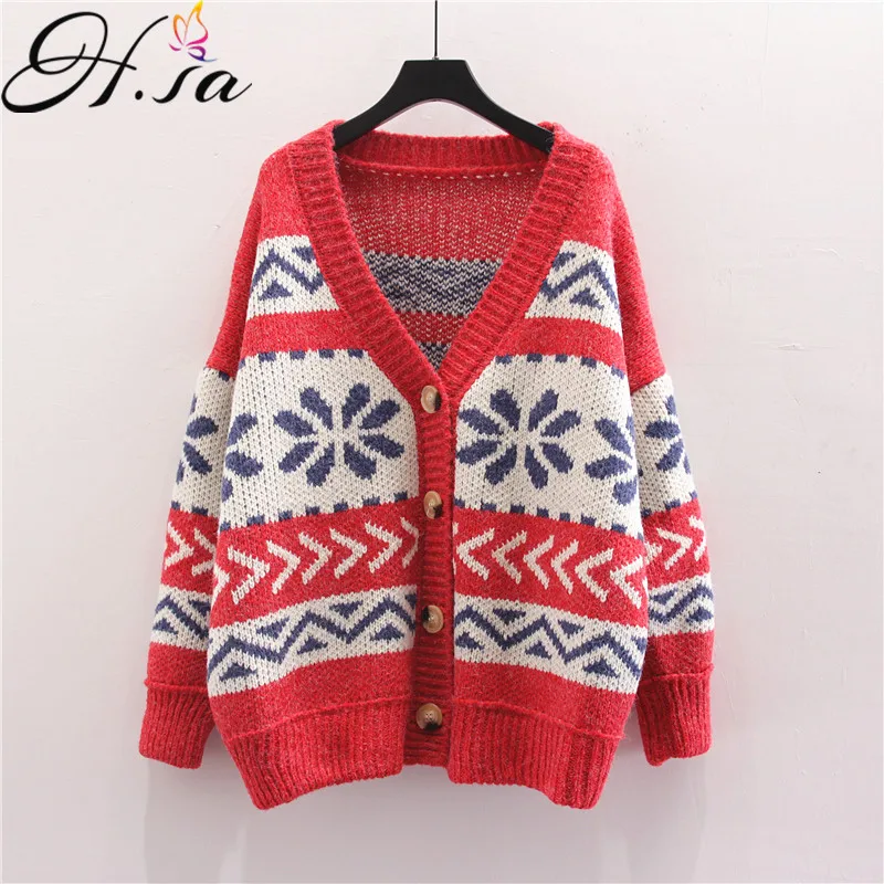 Женский кардиган с пуговицами H.SA повседневный трикотажный длинным рукавом в