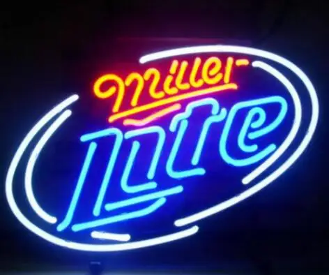 

Miller Lite белый Стекло неоновый светильник вывеска пивной бар