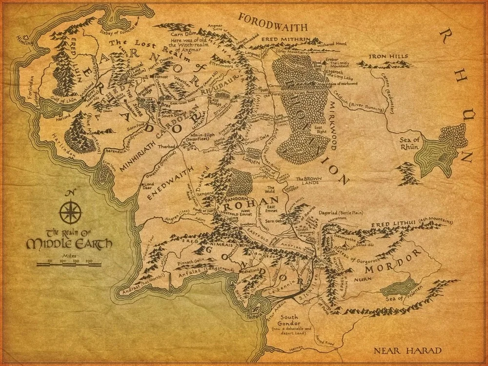 

MIDDLEEARTH карта Шелковый плакат настенная живопись
